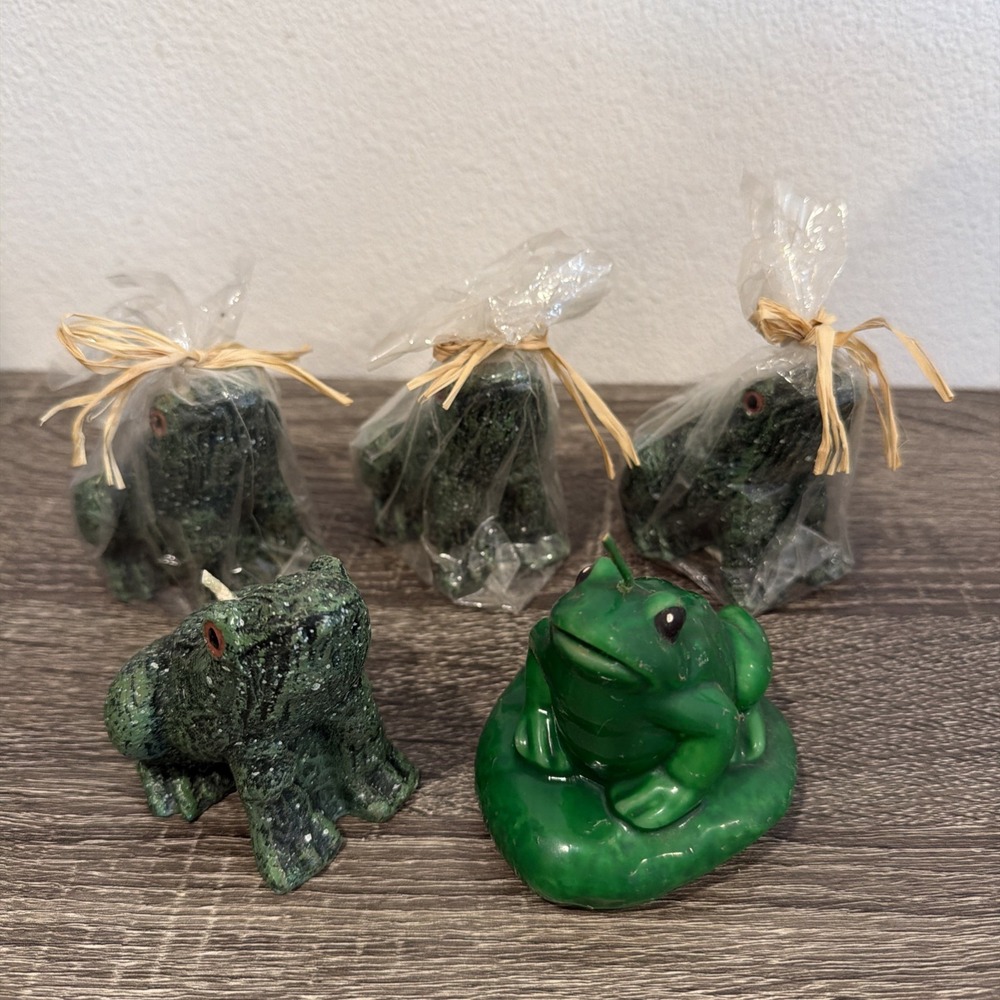 Vintage 70's Frog Toad Candles Set Of 5